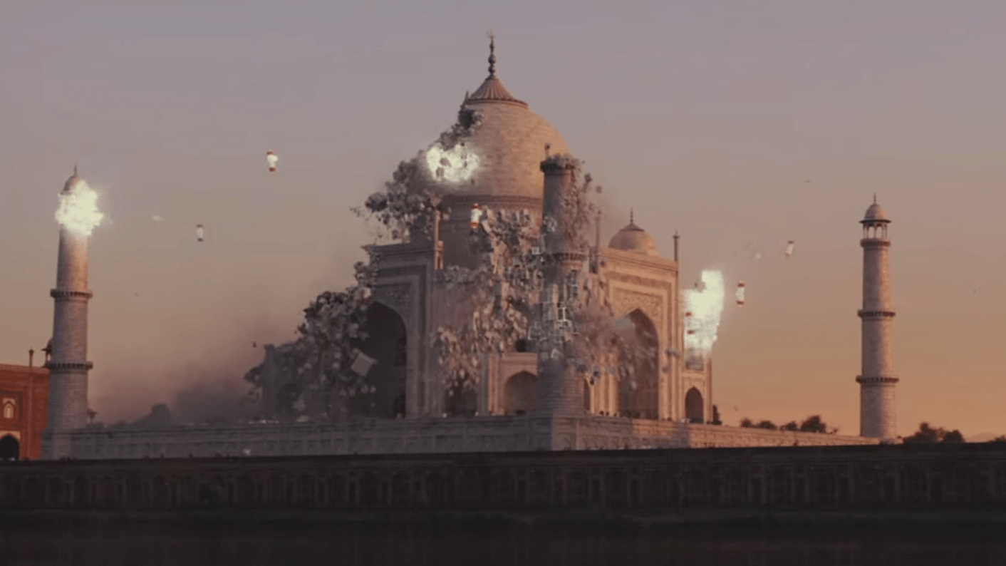 Taj Mahal gets destroyed in a scene from <i>Pixels</i>