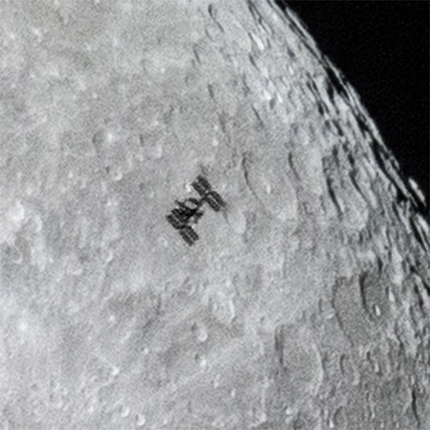 Check out this rare picture of the International Space Station with the moon in background.