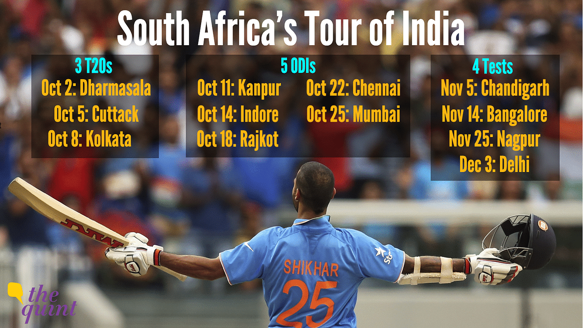 In a tour that will span over 72 days, South Africa will play India in 3 T20s, 5 ODIs and 4 Tests.
