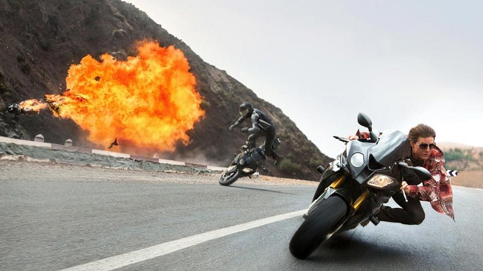 Tom Cruise riding a BMW Motorcycle in Mission: Impossible – Rogue Nation. (Photo: Mission Impossible/Facebook)