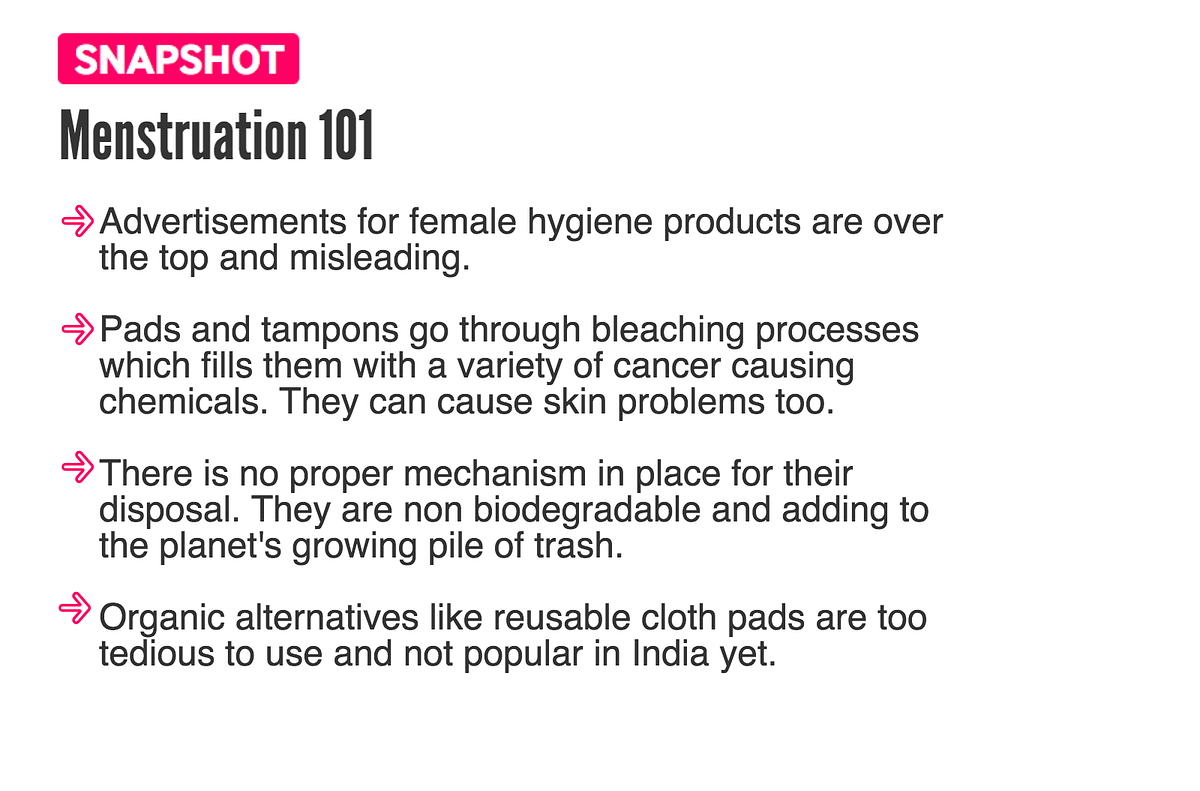 A summation of all that is wrong with regards menstruation - from the ads, the buying, the products, to the disposal.