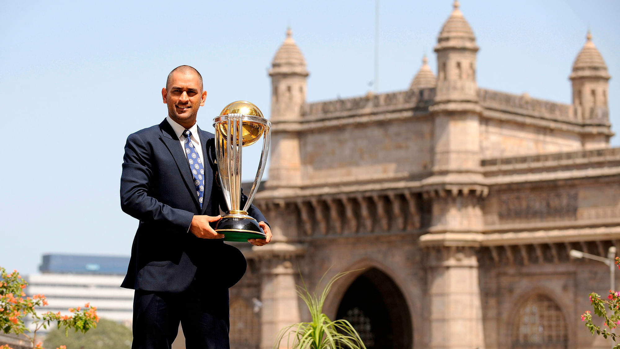Mahendra Singh Dhoni poses with the World Cup trophy a day after winning the 2011 World Cup in Mumbai&nbsp;(Photo: Reuters)