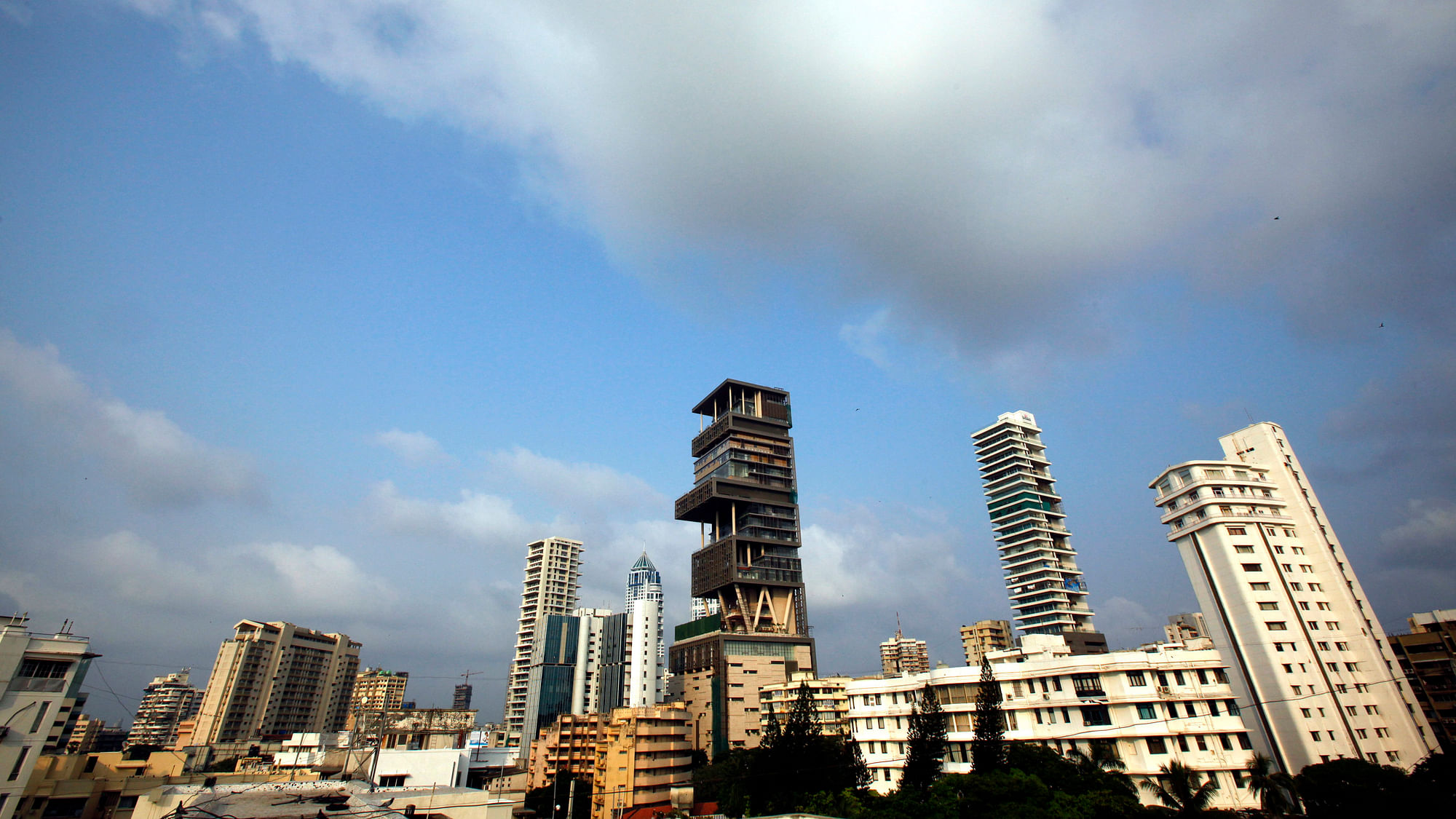A view of the house of Mukesh Ambani, chairman of Indian energy company Reliance Industries, in Mumbai.