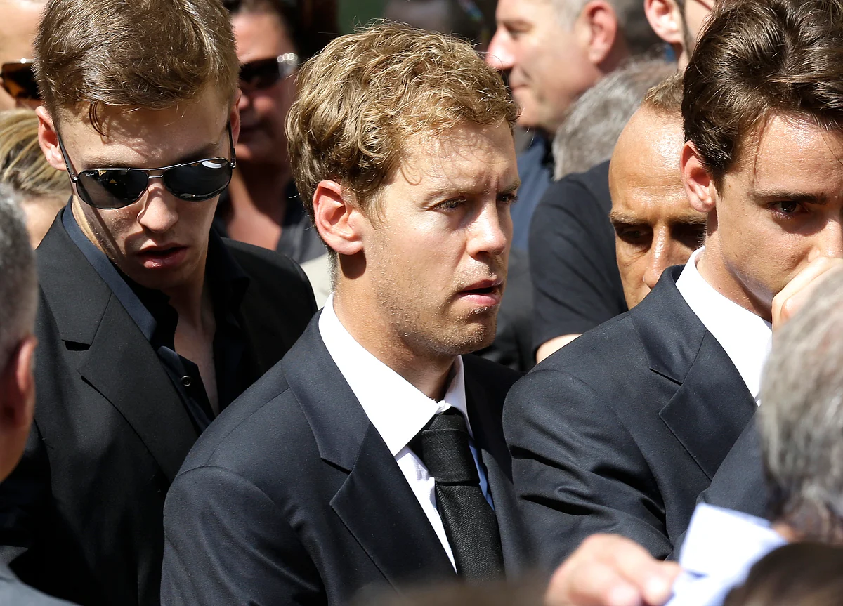 German Formula One driver Sebastian Vettel at the funeral service. (Photo: AP)