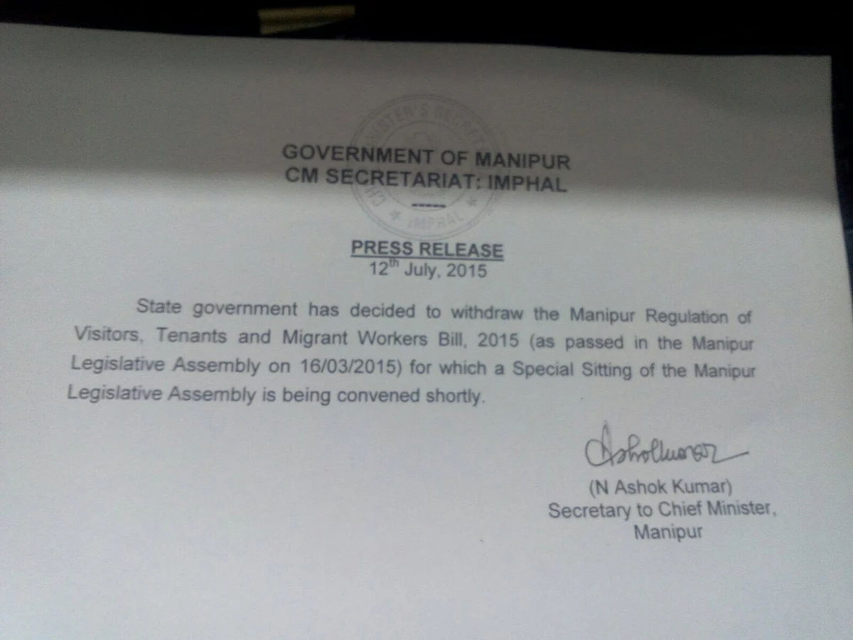 Manipur Withdraws Controversial Bill, Protesters Stay on Streets