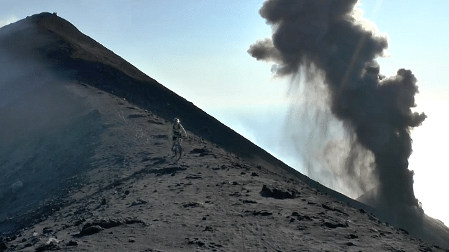 Mountain biking over active volcanoes. (Photo: AP screengrab)