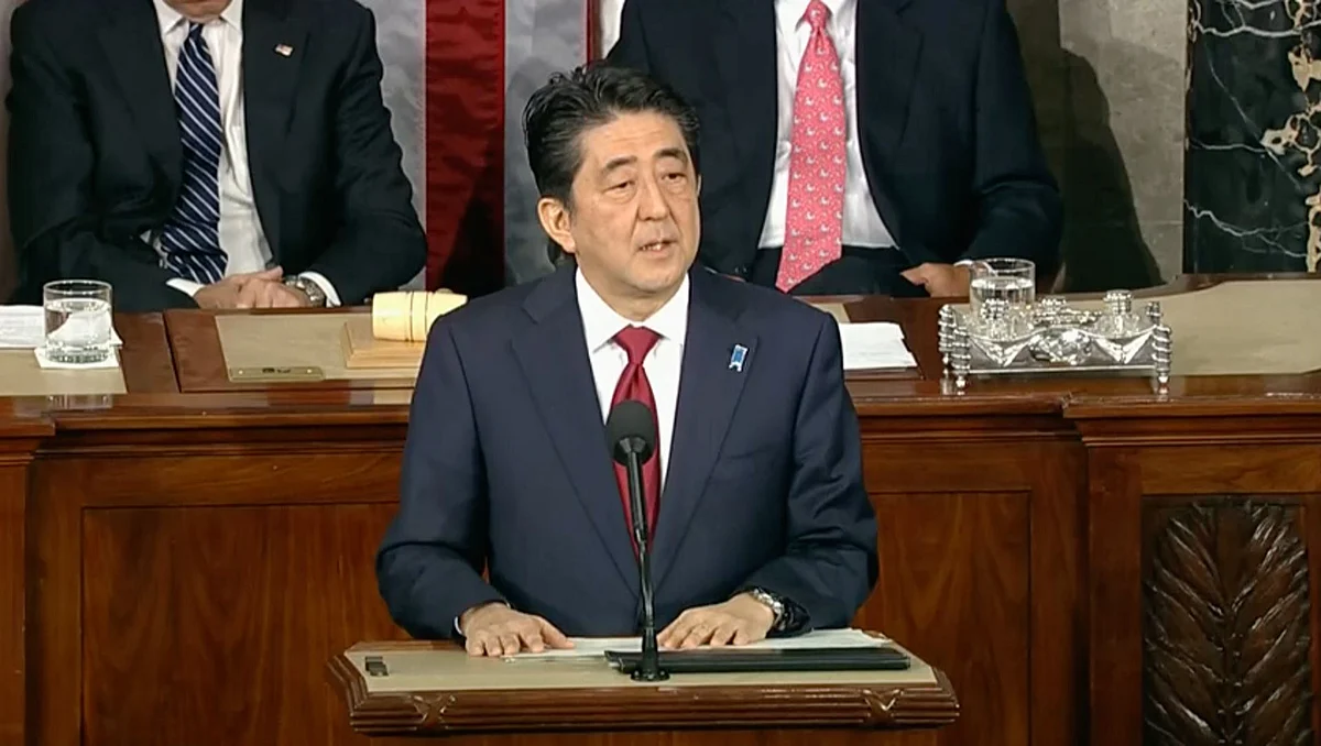 Japanese PM Shinzo Abe addressing the US Congress. (Photo: AP grab)