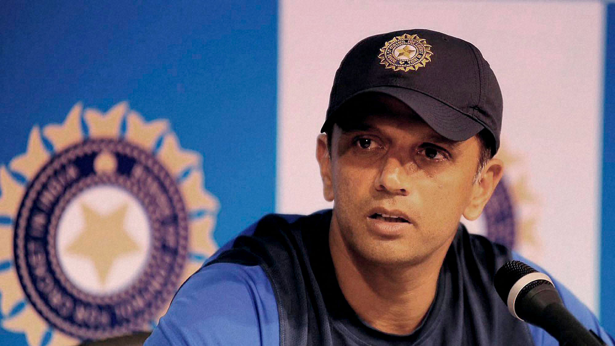India A coach Rahul Dravid speaks to the media before the team’s fixture against Australia A on Wednesday. (Photo: PTI)