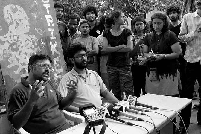 FTII students addressing the media (Photo: Facebook/FTIIWisdomTree)