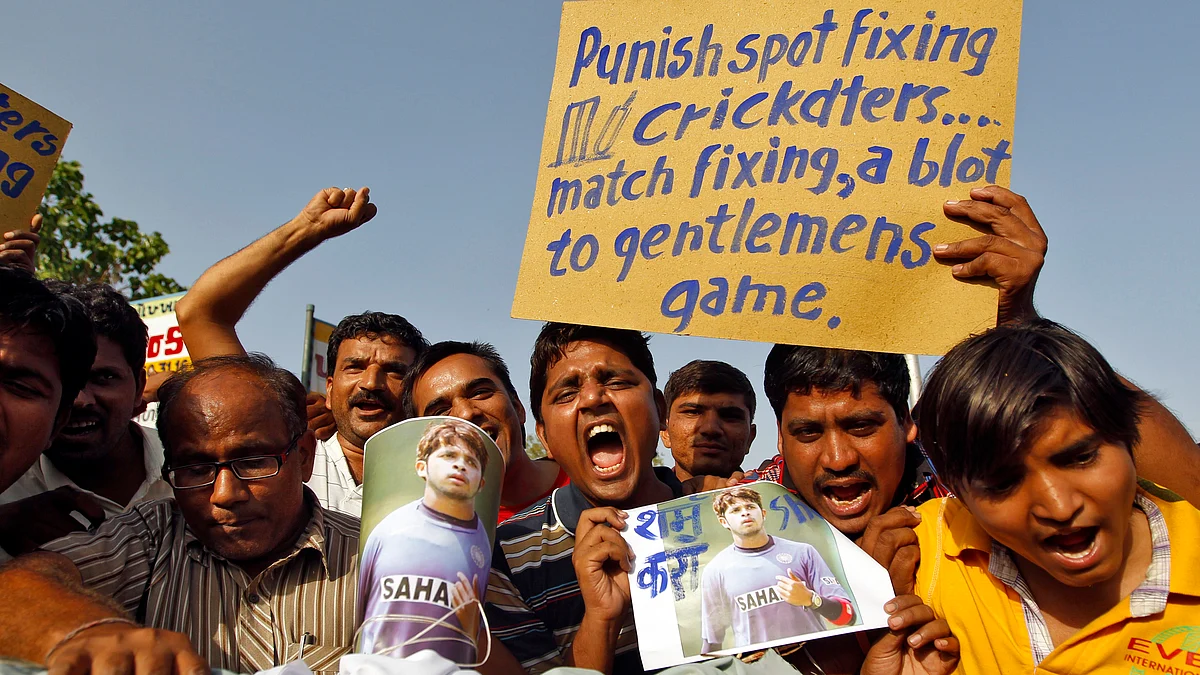Protests after former India test bowler
Shanthakumaran Sreesanth was arrested. (Photo: Reuters)