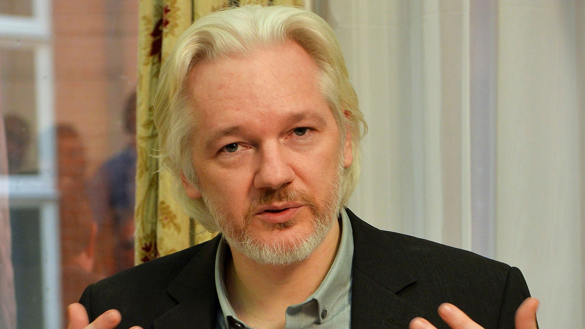 WikiLeaks founder Julian Assange at the Ecuadorian embassy in central London, Britain, in this file photo.&nbsp;