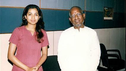 Music director Ilayaraja with singer Shreya Ghosal. (Photo: <a href="https://twitter.com/search?f=images&amp;vertical=default&amp;q=illiyaraja&amp;src=typd">twitter.com</a>)