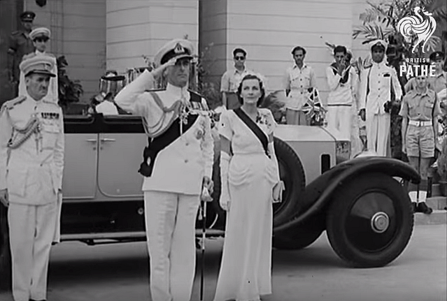 Lord Mountbatten with wife Edwina, saluting as he handed over power (Courtesy: Youtube.com/BritishPathe)