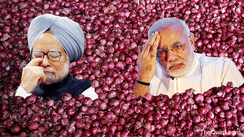 No Indian politician will ever mess with the onion. (This photo has been altered by <i>The Quint</i>)