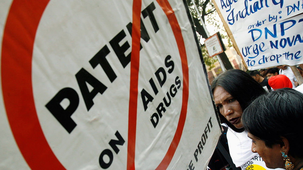 A protest rally against drugs manufacturer  Novartis in New Delhi, January 29, 2007.  Novartis had challenged a particular section of the Indian Patent Law. (Photo: Reuters)