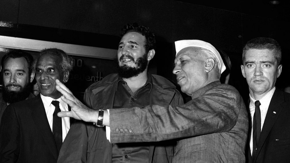 India’s first Prime Minister Jawaharlal Nehru with former Cuban President Fidel Castro. (Photo: Reuters)