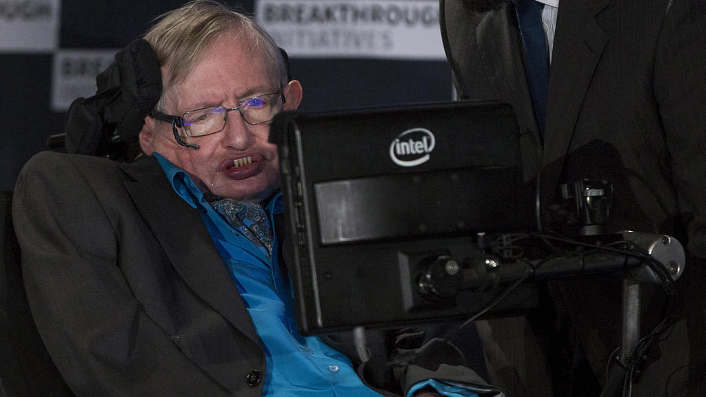 Professor Stephen Hawking speaks at a media event to launch a global science initiative at The Royal Society in London.&nbsp;