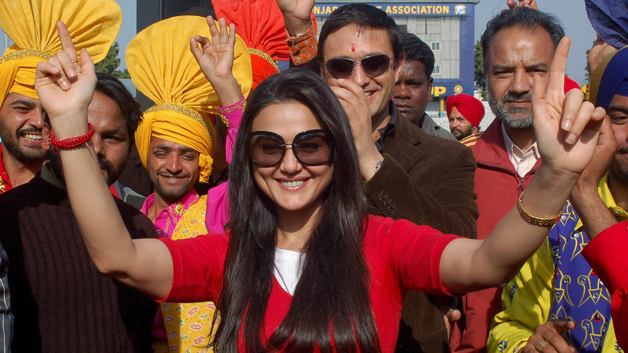 Bollywood actress Preity Zinta, franchisee of the Indian Premier League’s (IPL) Mohali team, dances after a news conference in Mohali, in the northern Indian state of Punjab February 17, 2008. (Photo: Reuters)