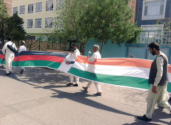 Afghans thank India for crucial project with a 100 metre Afghanistan-India friendship flag.