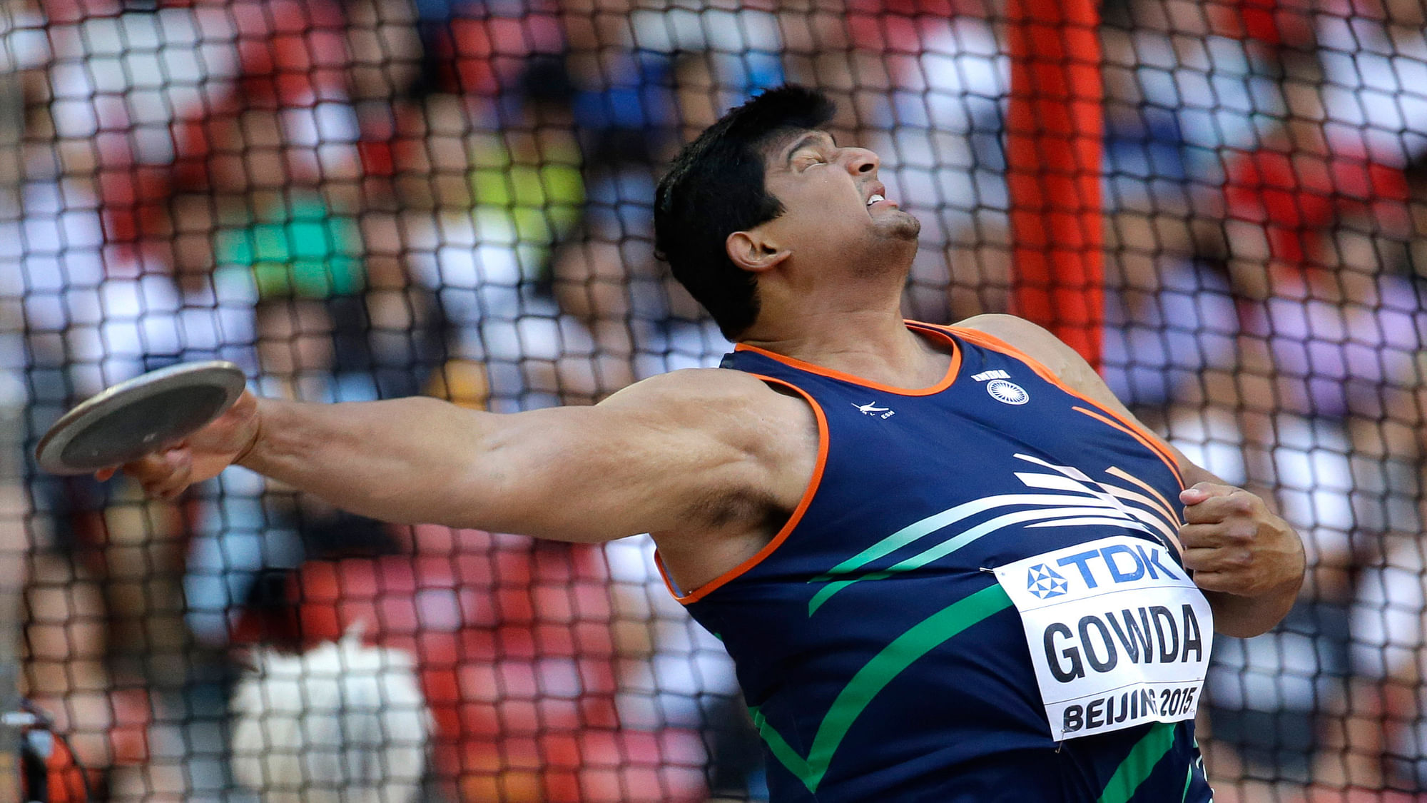 India’s Vikas Gowda competes in men’s discus throw qualification at the World Athletics Championships. (Photo: AP)