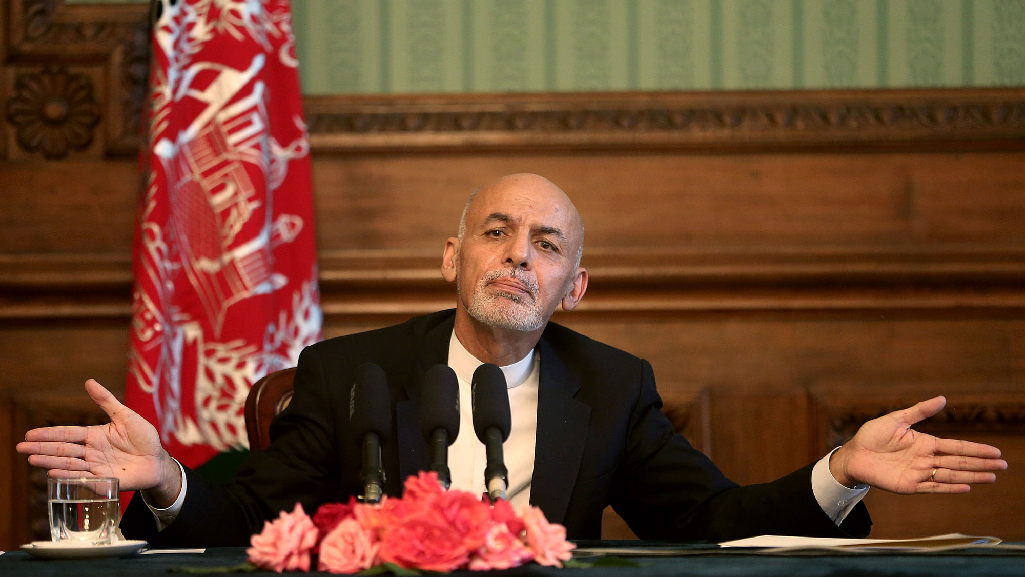 Afghan President Ashraf Ghani speaks during a press conference at the presidential palace in Kabul, Afghanistan on Monday. (Photo: AP)  &nbsp;