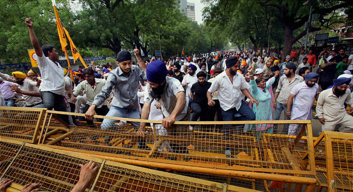 File photo of Sikhs during a protest demanding justice for the victims of 1984 anti-Sikh riots at Jantar Mantar in New Delhi.