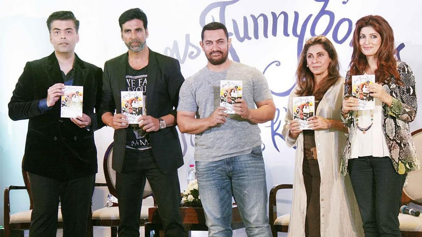 Karan Johar, Aamir Khan, Akshay Kumar and Dimple Kapadia launch Twinkle Khanna’s book (Photo: Yogen Shah)