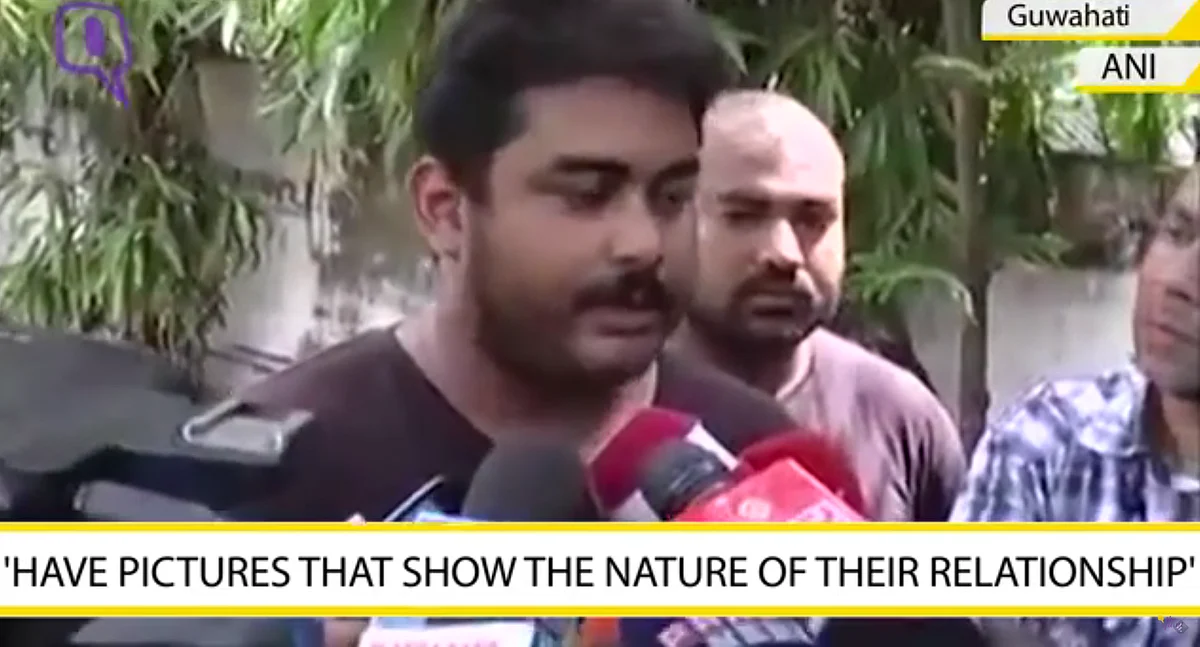 Sheena’s brother Mikhail speaking to the media in Guwahati. 