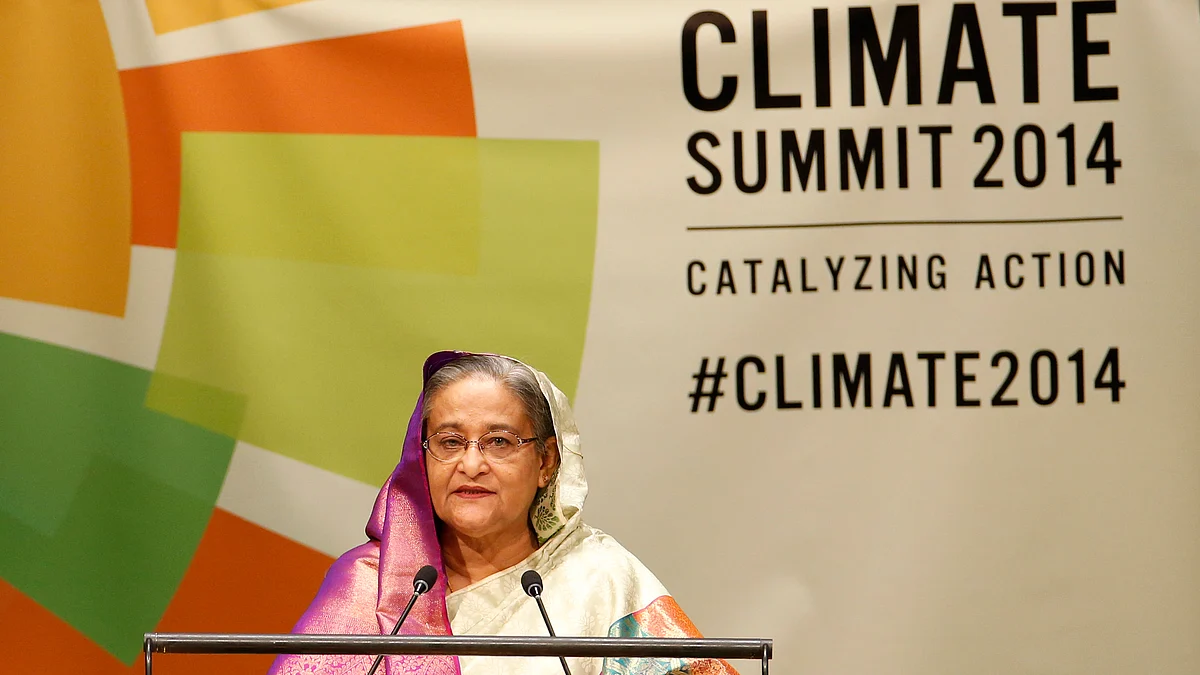 Bangladesh’s Prime Minister Sheikh Hasina, like most of her country-women, is always seen draped in a sari. 
