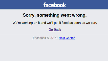 The message that appeared while trying to log on to Facebook for about 15-20 minutes a little after midnight.