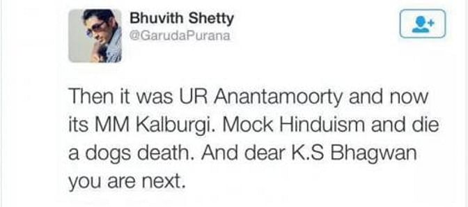 KS Bhagwan, a Kannada rationalist, receives death threat. The police are investigating source of the letter.