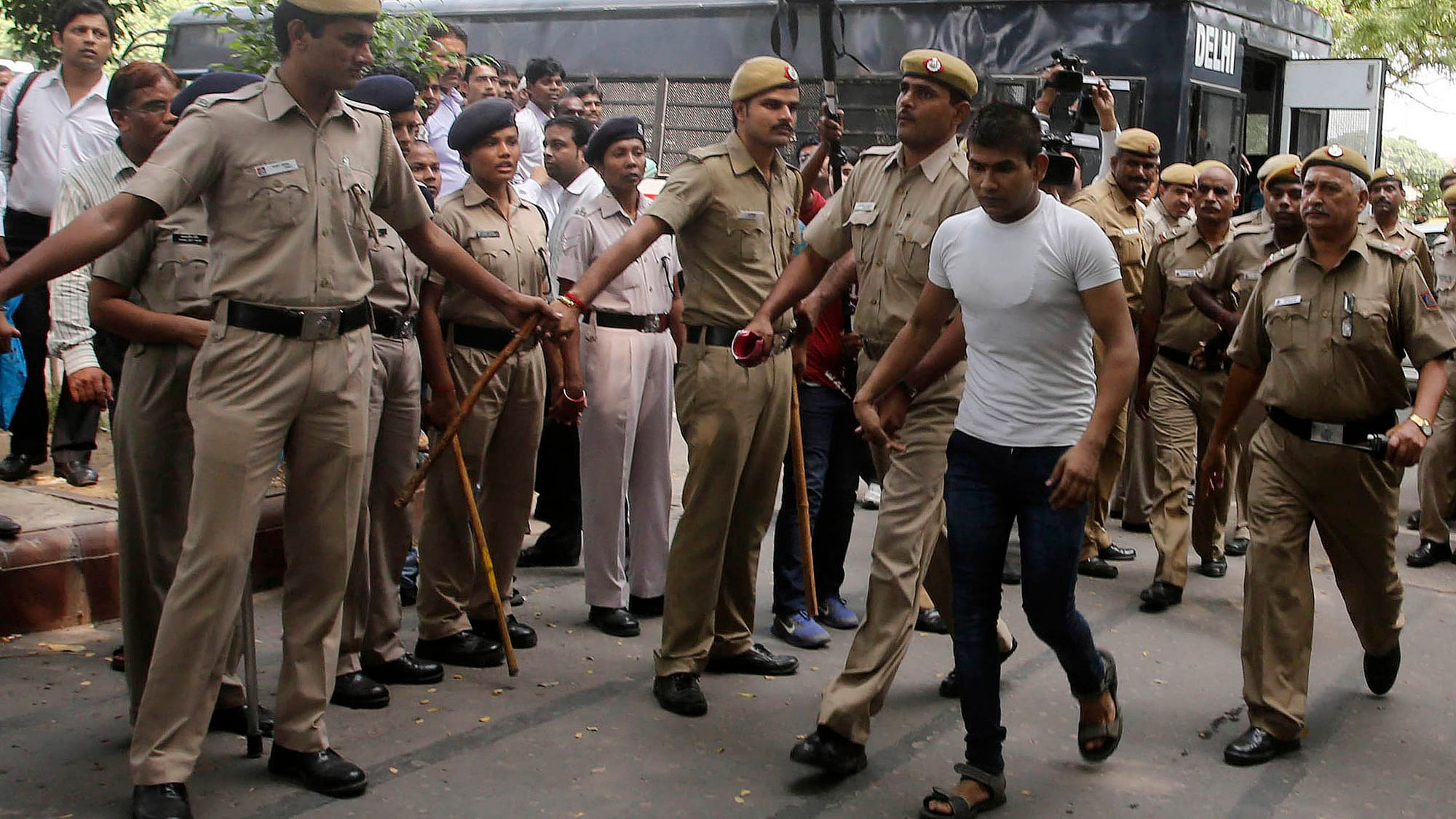 Vinay Sharma (wearing white T-shirt), one of the death row convicts in Nirbhaya case.&nbsp;