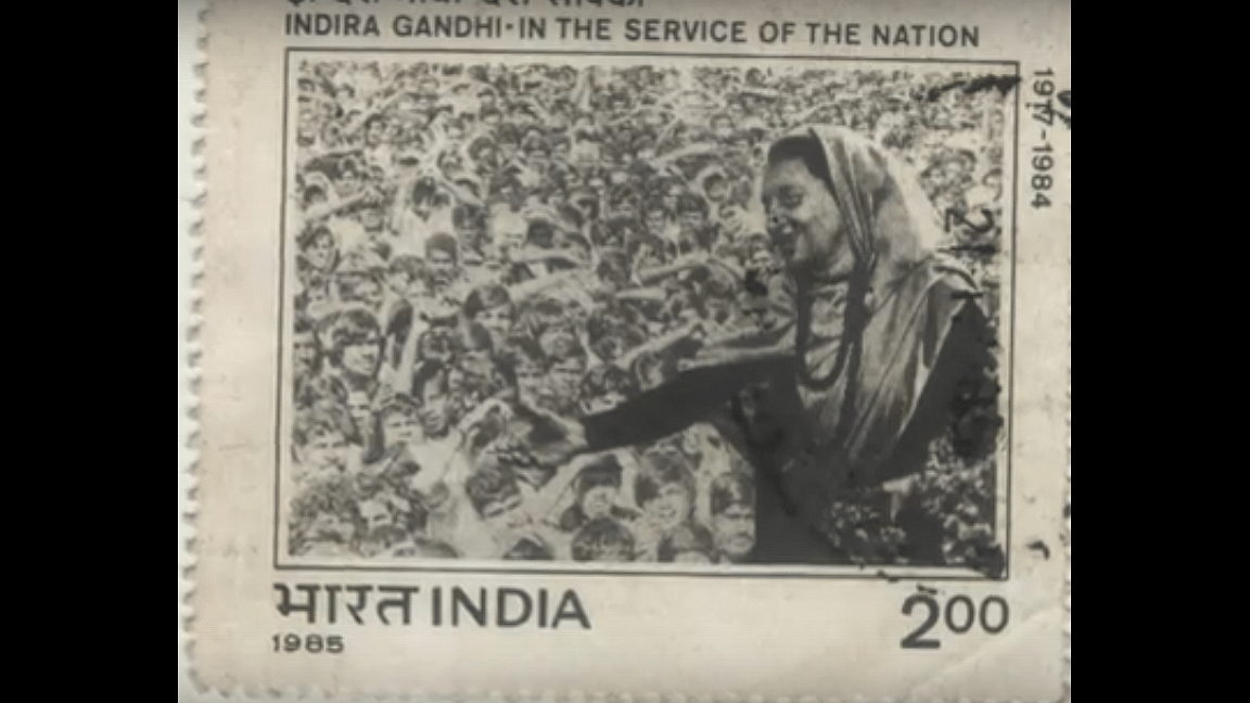 A postal stamp featuring former PM Indira Gandhi. (Photo: <a href="https://www.youtube.com/watch?v=ifcVvLhrS7g">YouTube</a>)