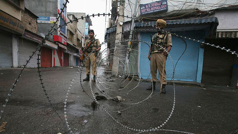 Representational image of security forces on the streets of Kashmir. (Photo: Reuters)
