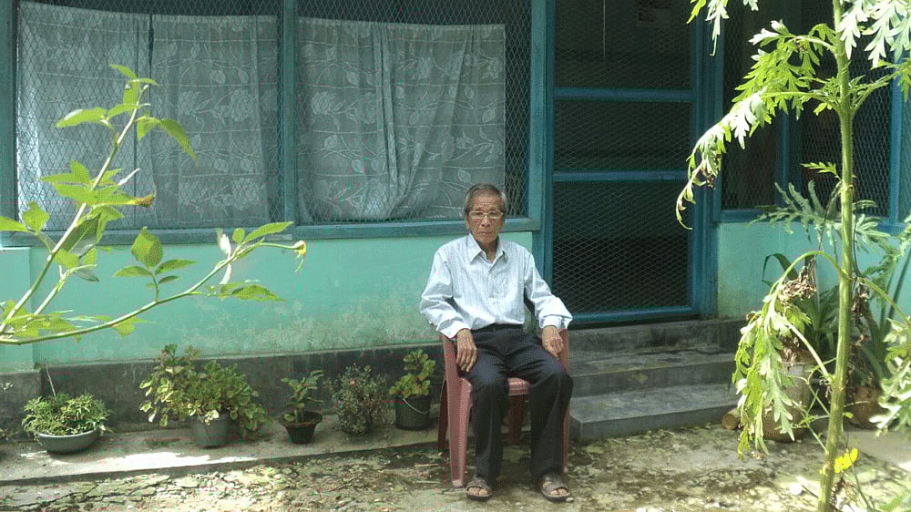 Kripadhon Karbari’s village submerged in the waters of Kaptai Dam in Bangladesh. (Courtesy: Dhani Ranjan Chakma)