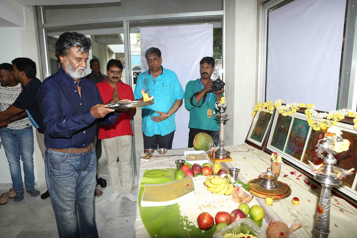 Rajinikanth attends the mahurat of his new film ‘Kabali’ 