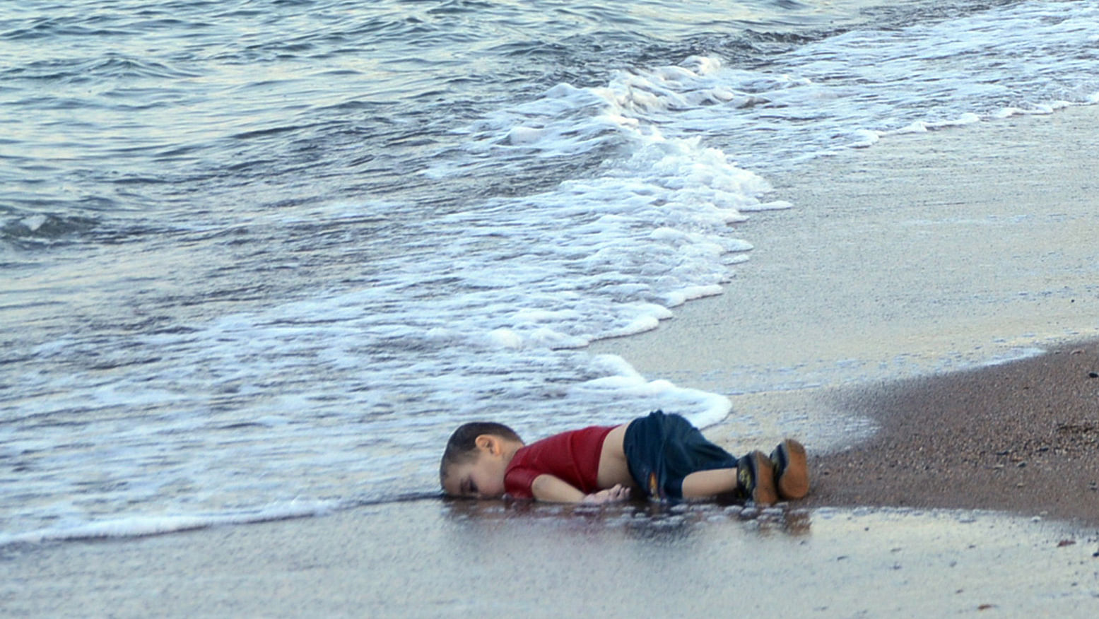 Aylan Kurdi’s lifeless body near the Turkish town of Bodrum. (Photo: AP)