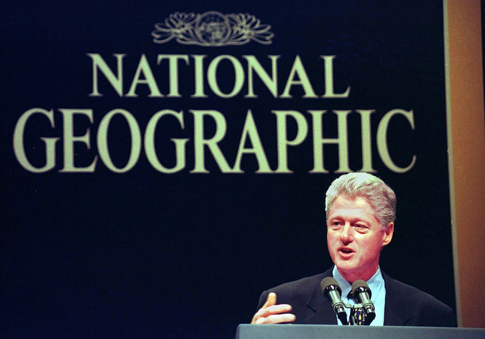 Former US President Bill Clinton during a speech at the National Geographic Society. (Photo: Reuters)