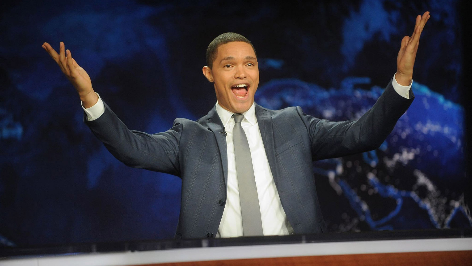Trevor Noah during his first broadcast of The Daily Show. 