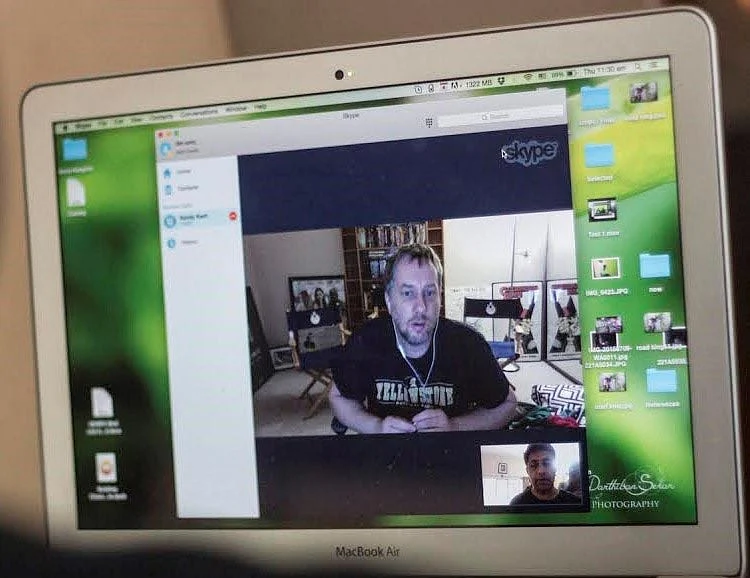 Randy Kent directs <i>Road King </i>over Skype, after being denied a visa to travel to India. (Image coutesy: Facebook/ <a href="https://www.facebook.com/894547303914873/photos/a.896115963758007.1073741827.894547303914873/896115857091351/?type=1&theater">Road King</a>)