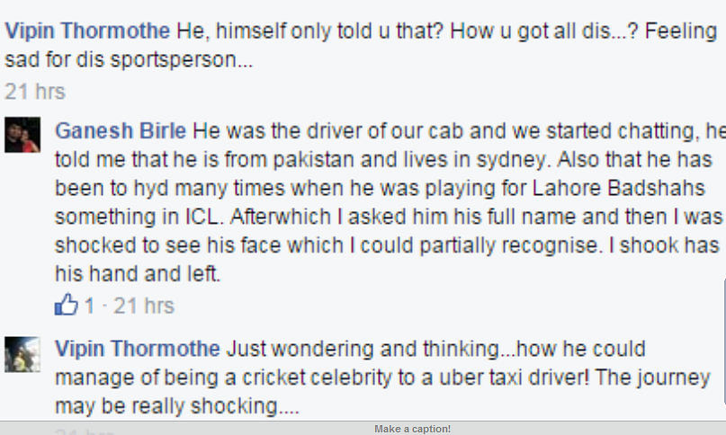  Former Pakistan cricketer Arshad Khan was spotted working as a cab driver for Uber in Sydney.