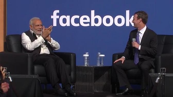 Prime Minister Narendra Modi with Facebook founder Mark Zuckerberg at Facebook HQ. 