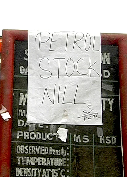 A petrol pump notice in Manipur. (Photo: Sunzu Bachaspatimayum)