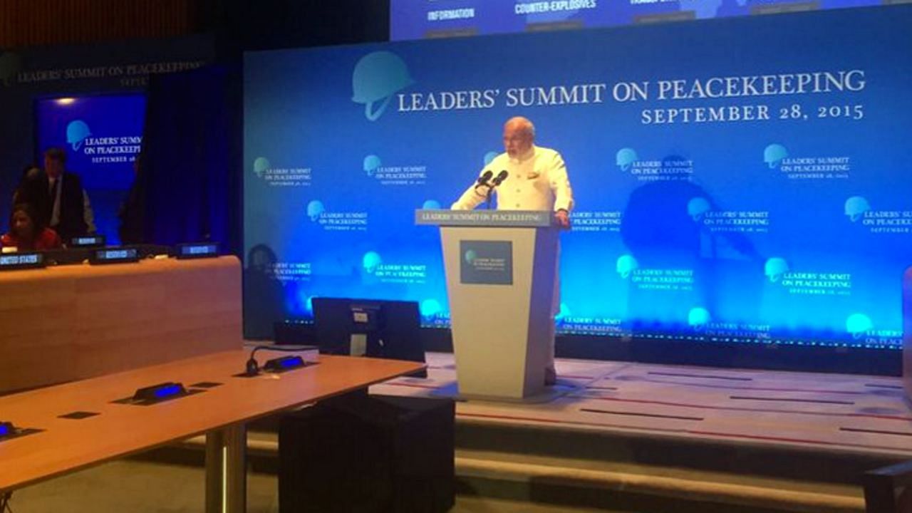  PM Narendra Modi addressing the UN peacekeeping summit. (Photo: MEA)