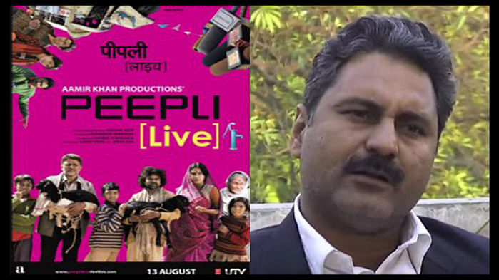 Mahmood Farooqui, co-director of <i>Peepli Live</i>. (This photo has been altered by <i>The Quint</i>)