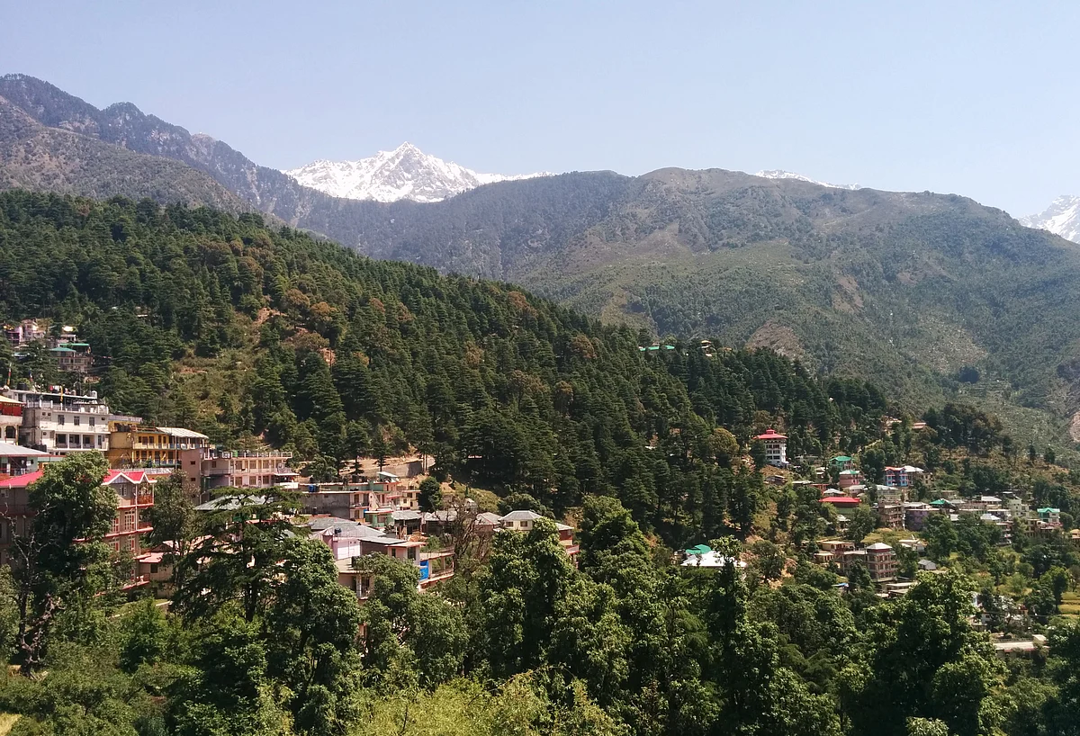 A view of Mcleodganj town, home to India’s Tibetan refugees. (Photo: Sumegha Gulati/The Quint)