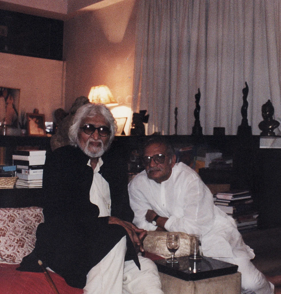Husain with Gulzar (Photo: Khalid Mohamed)