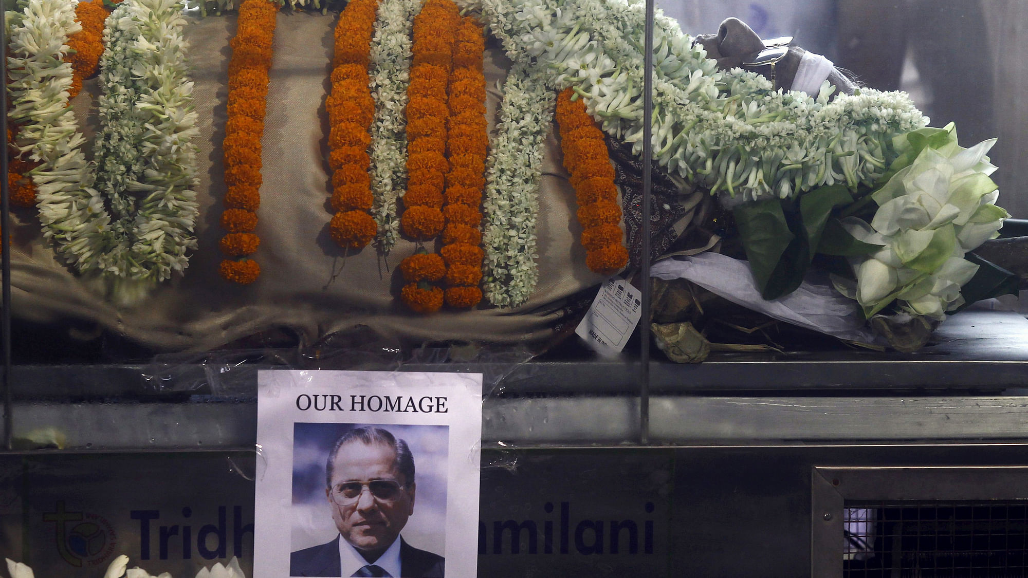 The body of Jagmohan Dalmiya, president of Board of Control for Cricket in India (BCCI), at the Eden Gardens in Kolkata. (Photo: Reuters)