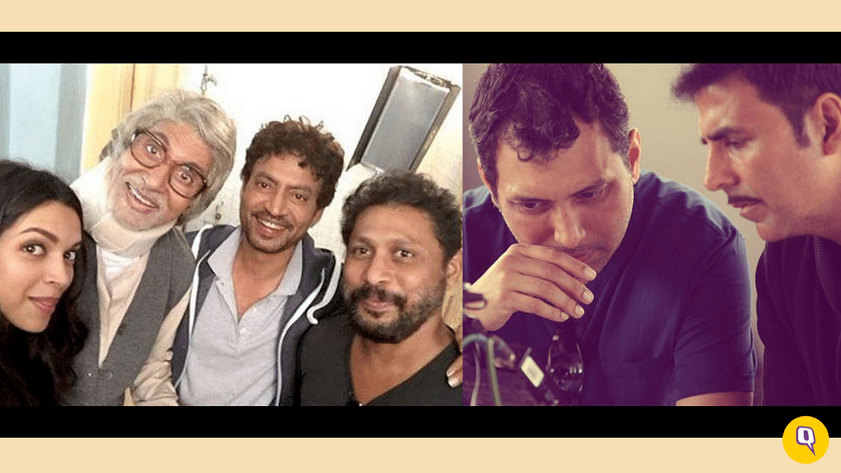 L- Director Shoojit Sircar with the cast of Piku (Photo: Twitter/<a href="https://twitter.com/MeghnaSN/status/632537006577291265">@MeghnaSN</a>); R- Director Neeraj Pandey with Akshay Kumar on the sets of <i>Baby </i>(Photo: Twitter/<a href="https://twitter.com/SinghRowdysingh/status/561093959334653952">@SinghRowdysingh</a>)