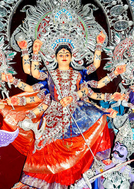 Muslim artisans supply decorative ornamental pieces for Durga Puja pandals in Cuttack, Odisha. 